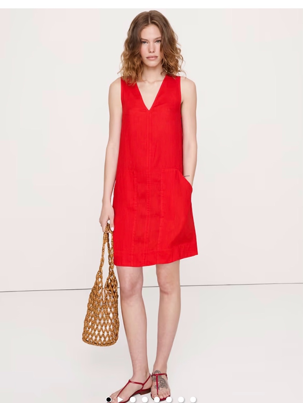 Banana Republic Red V-Neck Mini Dress